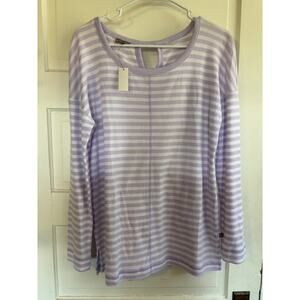 Talbots Size Medium Long- Sleeve Lightweight Sweater Lavender‎ / White NWT